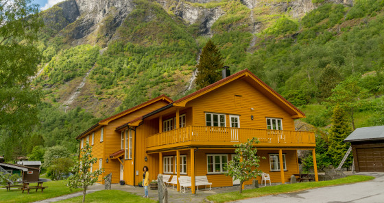 The hostel is located at the end of Norway's longest fjord, the Sognefjord.
