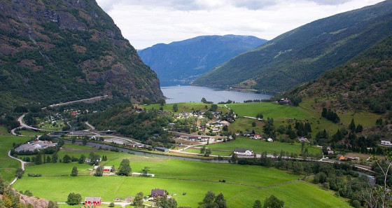The village of Flåm, located in Aurland commune has since the late 19th century been a tourist destination. 