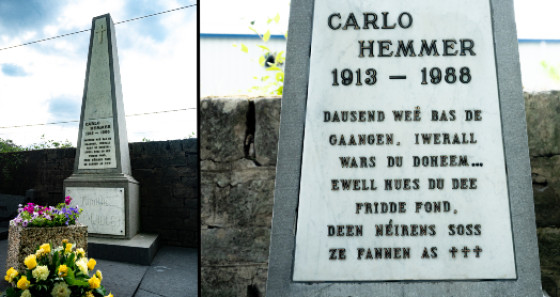 Dépose d'une gerbe sur la tombe de Carlo Hemmer à Ettelbrück